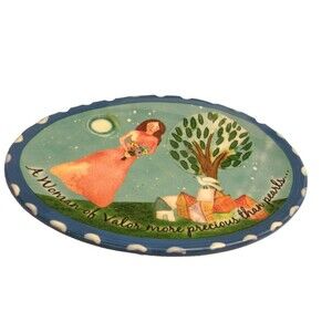 Jessica Sporn A Woman Of Valor Oval Ceramic Dish Aviv Judaica 7.5 X  5.5